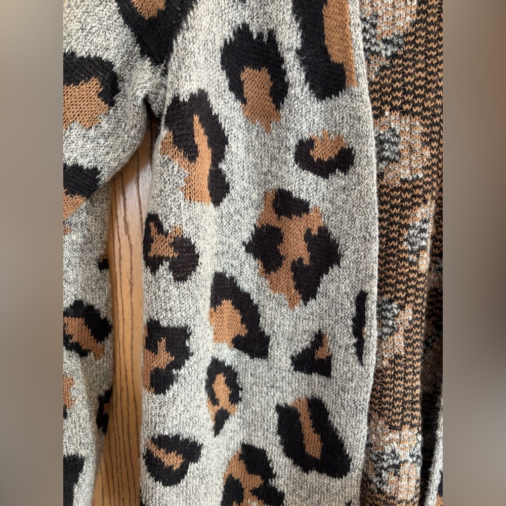 Apt. 9 Leopard Open Front Long Cardigan - Picture 2 of 8